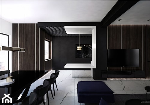 DOM JEDNORODZINNY / CZĘSTOCHOWA 283M2 - Duża brązowa jadalnia w salonie, styl nowoczesny - zdjęcie od wisniewskikuba