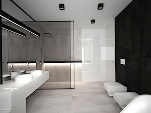DOM JEDNORODZINNY / CZĘSTOCHOWA 283M2 - Duża z dwoma umywalkami z punktowym oświetleniem łazienka, styl nowoczesny - zdjęcie od wisniewskikuba