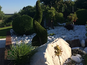 Nowoczesny ogród na skarpie - Średni z nawierzchnią pokrytą kostką brukową ogród przed domem za domem, styl nowoczesny - zdjęcie od NATUR Zielone Pogotowie / Michalina Trempała