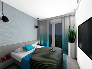mieszkanie 59 m2 - Średnia biała szara sypialnia - zdjęcie od BushkoProjekt