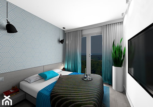 mieszkanie 59 m2 - Średnia biała szara sypialnia - zdjęcie od BushkoProjekt