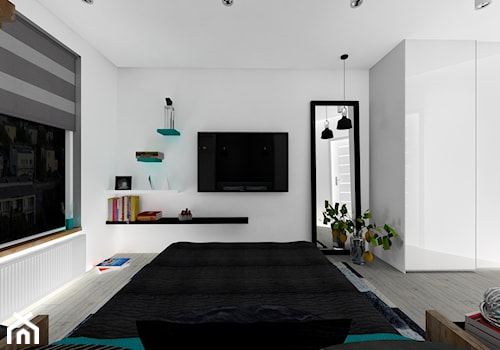 mieszkanie 32 m2 - Średnia biała sypialnia - zdjęcie od BushkoProjekt