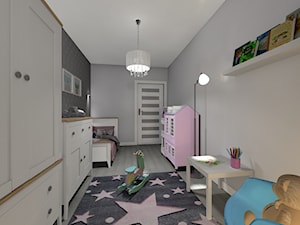 mieszkanie 64 m2 - Średni czarny szary pokój dziecka dla dziecka dla dziewczynki - zdjęcie od BushkoProjekt