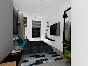 mieszkanie 32 m2 - Średnia biała szara sypialnia - zdjęcie od BushkoProjekt