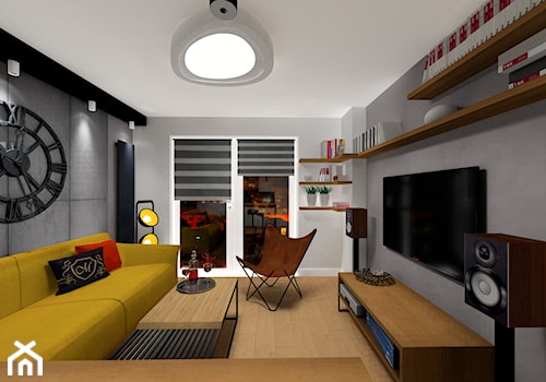 Mieszkanie 62m2 Lublin - Średni biały czarny salon, styl nowoczesny - zdjęcie od BushkoProjekt