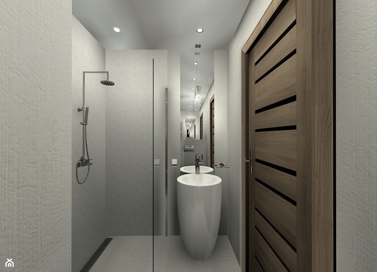 mieszkanie 35,8m2 lublin - Mała na poddaszu bez okna z marmurową podłogą łazienka, styl minimalisty ... - zdjęcie od BushkoProjekt - Homebook