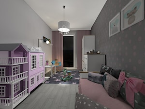 mieszkanie 64 m2 - Średni szary pokój dziecka dla dziecka dla dziewczynki - zdjęcie od BushkoProjekt