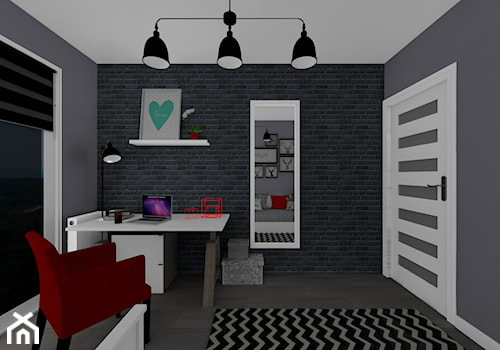 mieszkanie 59 m2 - Mały czarny pokój dziecka dla nastolatka dla chłopca dla dziewczynki - zdjęcie od BushkoProjekt