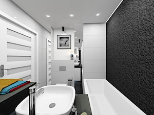 mieszkanie 59 m2 - Mała na poddaszu bez okna z lustrem łazienka - zdjęcie od BushkoProjekt