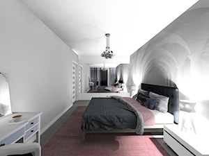 mieszkanie 64 m2 - Średnia szara sypialnia - zdjęcie od BushkoProjekt