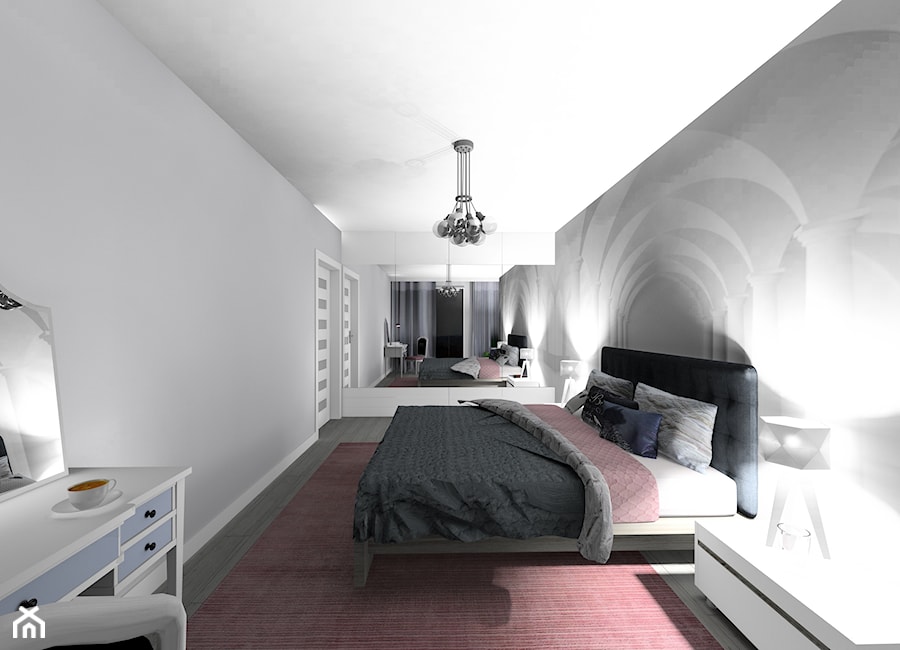 mieszkanie 64 m2 - Średnia szara sypialnia - zdjęcie od BushkoProjekt