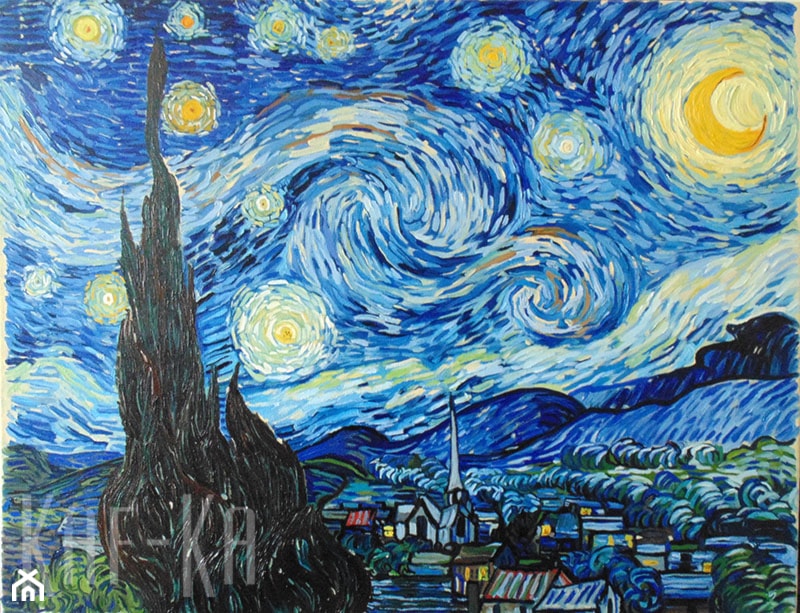 kopia obrazu "Gwiaździsta noc" wg Vincent van Gogh - zdjęcie od Pracownia artystyczna Kaf-ka - Homebook