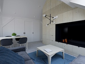 Kawalerka 32 m2 na poddaszu - Średni biały salon z jadalnią, styl nowoczesny - zdjęcie od DDP Architekci