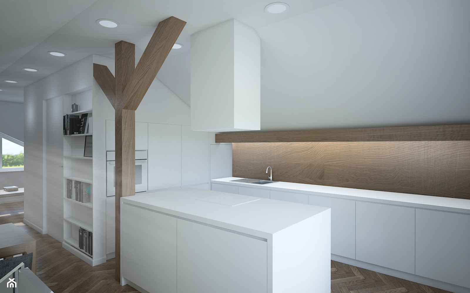 Salon z aneksem kuchennym i łazienką na poddaszu - zdjęcie od DDP Architekci - Homebook