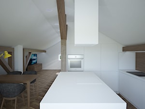 Salon z aneksem kuchennym i łazienką na poddaszu - zdjęcie od DDP Architekci