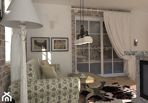 Dom w stylu rustykalnym - Mały biały salon, styl rustykalny - zdjęcie od Projekt44