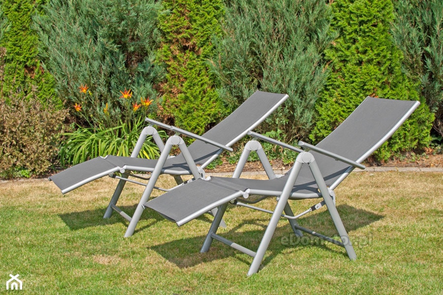 Krzesło ogrodowe składane aluminiowe LAGUNA 7 pozycji z podnóżkiem - zdjęcie od eDomator.pl