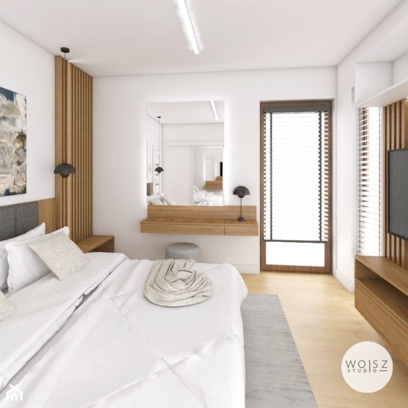 Dom w Rąbie · Projekt - Sypialnia, styl nowoczesny - zdjęcie od WOJSZ studio
