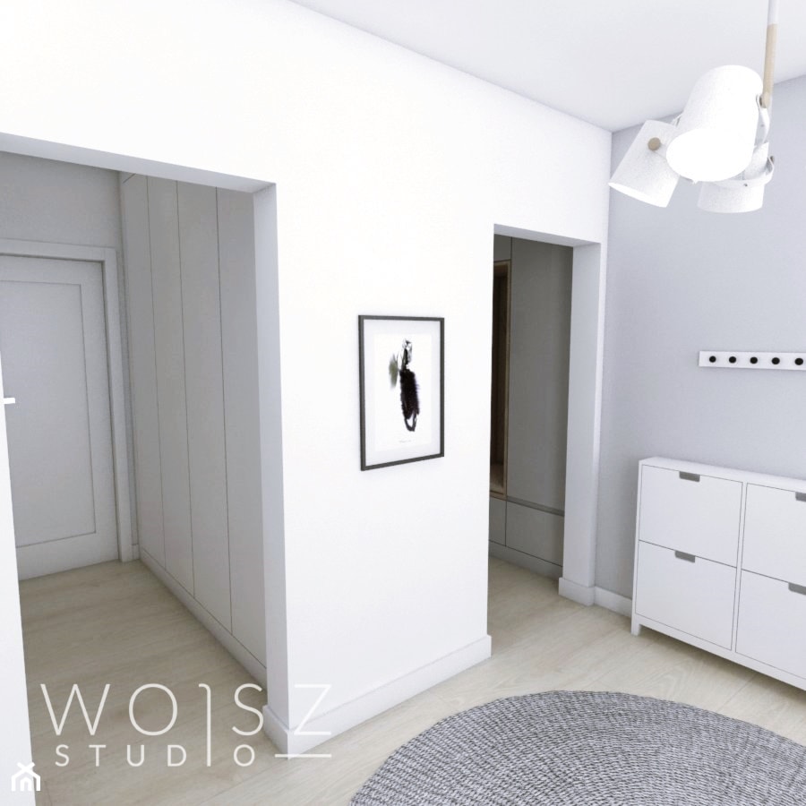 Mieszkanie w Gdańsku · Projekt - Mały biały hol / przedpokój, styl skandynawski - zdjęcie od WOJSZ studio