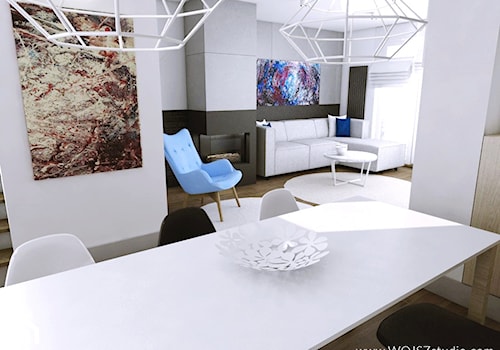 Dom w Gdańsku · Projekt - Średnia biała jadalnia w salonie, styl nowoczesny - zdjęcie od WOJSZ studio