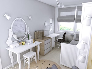 Mieszkanie w Gdańsku · Projekt - Mały szary pokój dziecka dla nastolatka dla chłopca dla dziewczynki, styl skandynawski - zdjęcie od WOJSZ studio