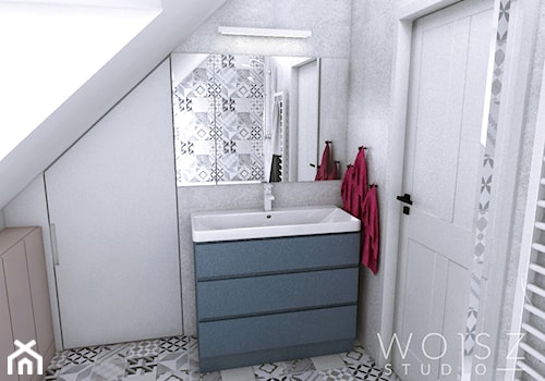Dom w Różynach · Projekt - Mała łazienka z oknem, styl nowoczesny - zdjęcie od WOJSZ studio