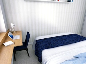 Mieszkanie w Gdyni · Projekt - Średnia biała z biurkiem sypialnia, styl nowoczesny - zdjęcie od WOJSZ studio