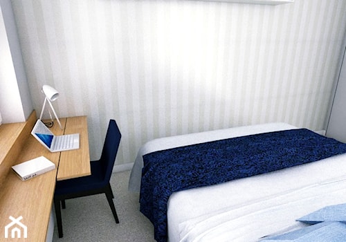 Mieszkanie w Gdyni · Projekt - Średnia biała z biurkiem sypialnia, styl nowoczesny - zdjęcie od WOJSZ studio