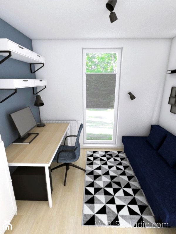 Mieszkanie w Gdańsku · Projekt - Mały biały szary pokój dziecka dla nastolatka dla chłopca dla dziewczynki, styl nowoczesny - zdjęcie od WOJSZ studio