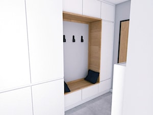 Mieszkanie w Gdyni · Projekt - Średni z wieszakiem szary hol / przedpokój, styl minimalistyczny - zdjęcie od WOJSZ studio