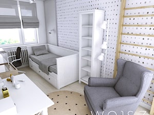 Mieszkanie w Gdańsku · Projekt - Średni biały szary pokój dziecka dla nastolatka dla chłopca dla dziewczynki, styl skandynawski - zdjęcie od WOJSZ studio