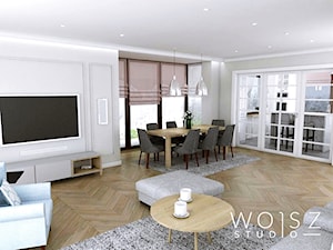 Dom w Wejherowie · Projekt - Duży biały salon z jadalnią, styl tradycyjny - zdjęcie od WOJSZ studio