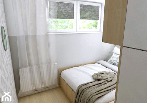 Mieszkanie w Gdańsku · Projekt - Mała szara sypialnia, styl nowoczesny - zdjęcie od WOJSZ studio