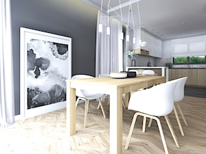 Dom jednorodzinny,Niepołomice - Średnia biała szara jadalnia w kuchni, styl nowoczesny - zdjęcie od STUDIO PNIAK