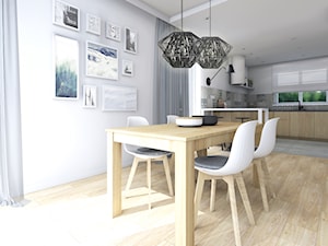 Dom jednorodzinny w Brzezie,Niepołomice - Średnia biała jadalnia w kuchni, styl nowoczesny - zdjęcie od STUDIO PNIAK