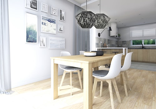 Dom jednorodzinny w Brzezie,Niepołomice - Średnia biała jadalnia w kuchni, styl nowoczesny - zdjęcie od STUDIO PNIAK