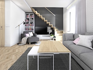 Dom jednorodzinny,Niepołomice - Mały biały szary salon, styl nowoczesny - zdjęcie od STUDIO PNIAK