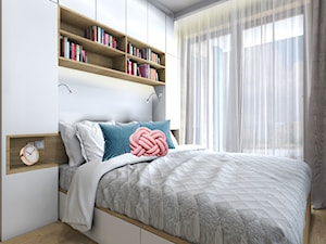 70m2 w Krakowie wersja 2 - Mała biała sypialnia, styl nowoczesny - zdjęcie od STUDIO PNIAK
