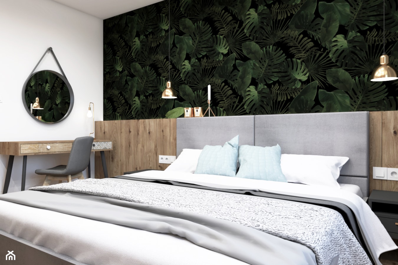 Sypialnia z tapicerowanym łóżkiem - zdjęcie od STUDIO PNIAK - Homebook