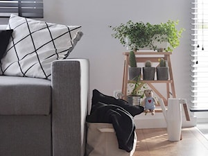 Mieszkanie Kraków,50m2. Realizacja - Mały biały salon, styl nowoczesny - zdjęcie od STUDIO PNIAK