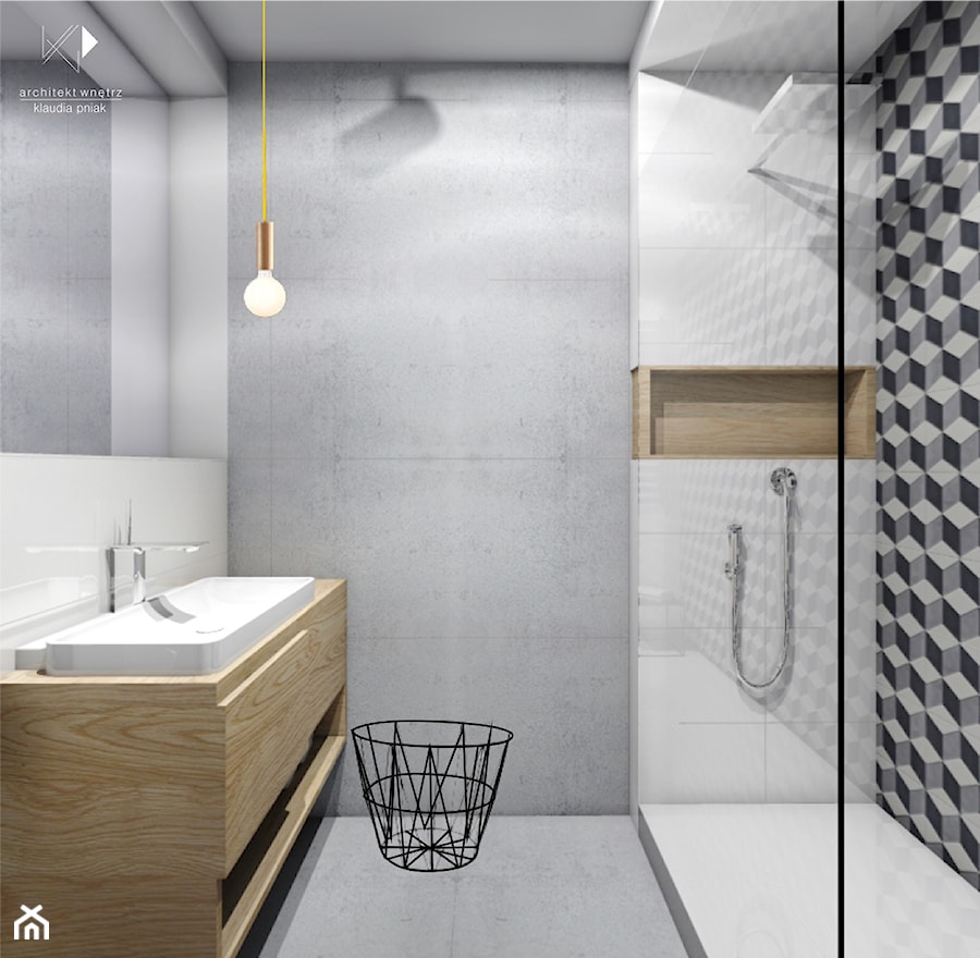 Mieszkanie Bielsko-Biała,50m2. 1 - Mała łazienka, styl nowoczesny - zdjęcie od STUDIO PNIAK