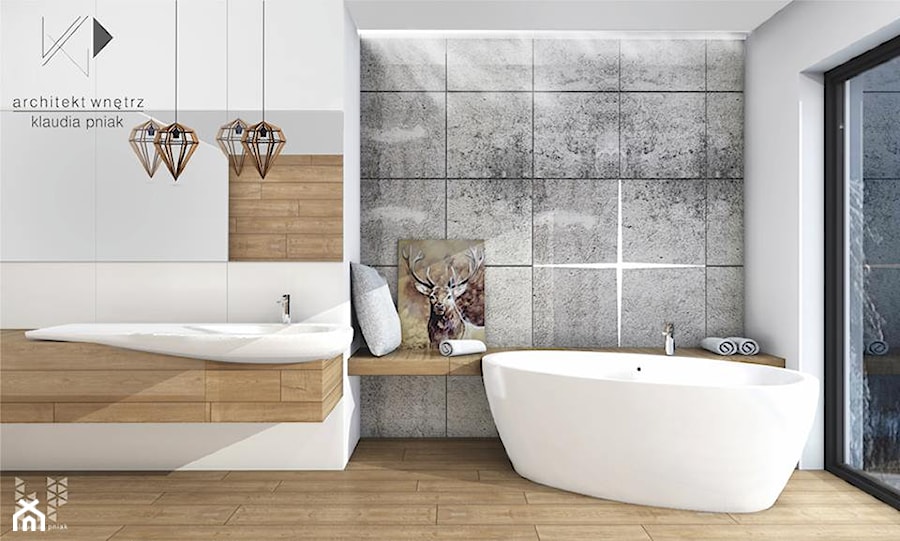 Łazienka - Średnia łazienka z oknem, styl skandynawski - zdjęcie od STUDIO PNIAK