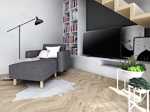 Dom jednorodzinny,Niepołomice - Mały biały czarny salon, styl nowoczesny - zdjęcie od STUDIO PNIAK