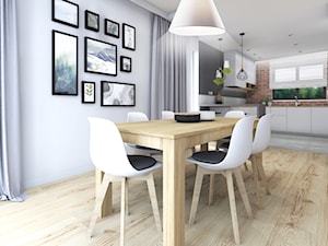 Dom 120m2,Brzezie - Średnia szara jadalnia w kuchni, styl skandynawski - zdjęcie od STUDIO PNIAK