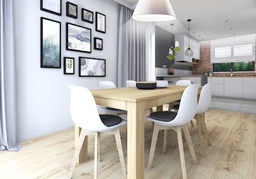Dom 120m2,Brzezie - Średnia szara jadalnia w kuchni, styl skandynawski - zdjęcie od STUDIO PNIAK