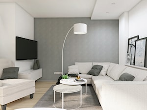 Dom jednorodzinny w Krakowie,150mkw - Mały biały szary salon, styl minimalistyczny - zdjęcie od STUDIO PNIAK