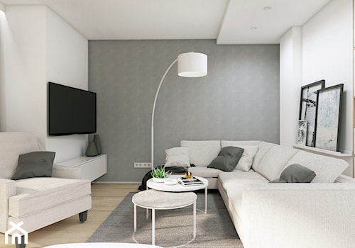 Dom jednorodzinny w Krakowie,150mkw - Mały biały szary salon, styl minimalistyczny - zdjęcie od STUDIO PNIAK