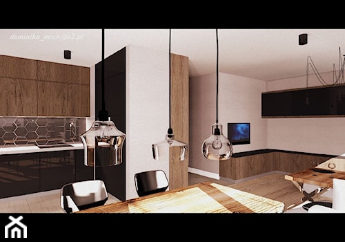 mieszkanie docelowo na wynajem - Średni biały salon z kuchnią z jadalnią, styl nowoczesny - zdjęcie od dominikamoch