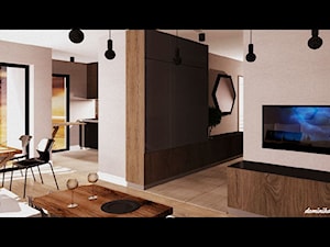 mieszkanie docelowo na wynajem - Średni biały salon z kuchnią z jadalnią, styl nowoczesny - zdjęcie od dominikamoch