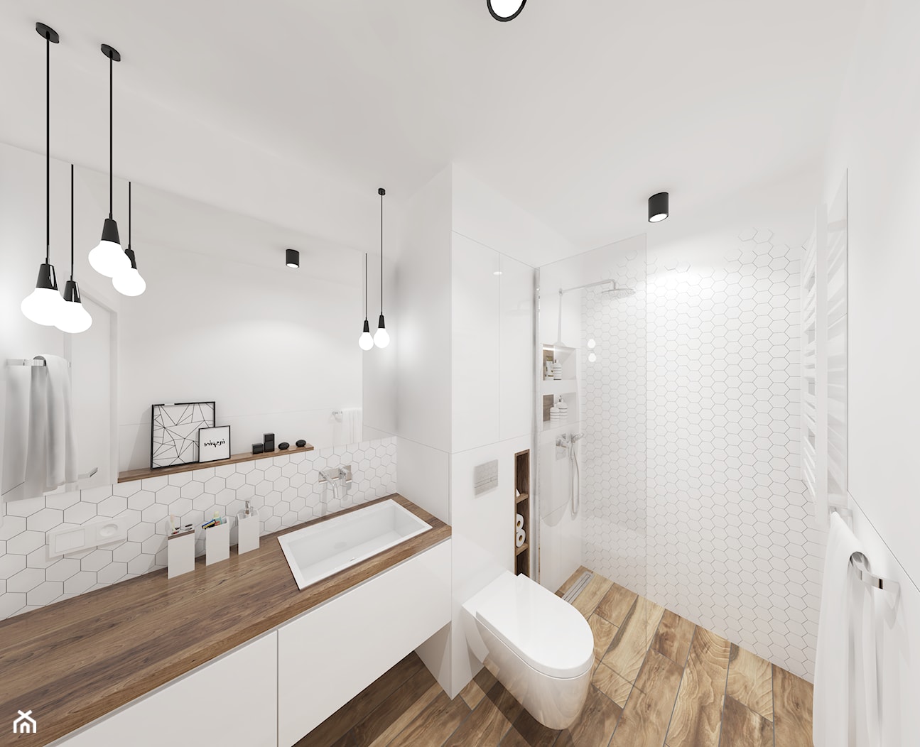 Biała minimalistyczna łazienka - zdjęcie od ALE PRACOWNIA - Homebook